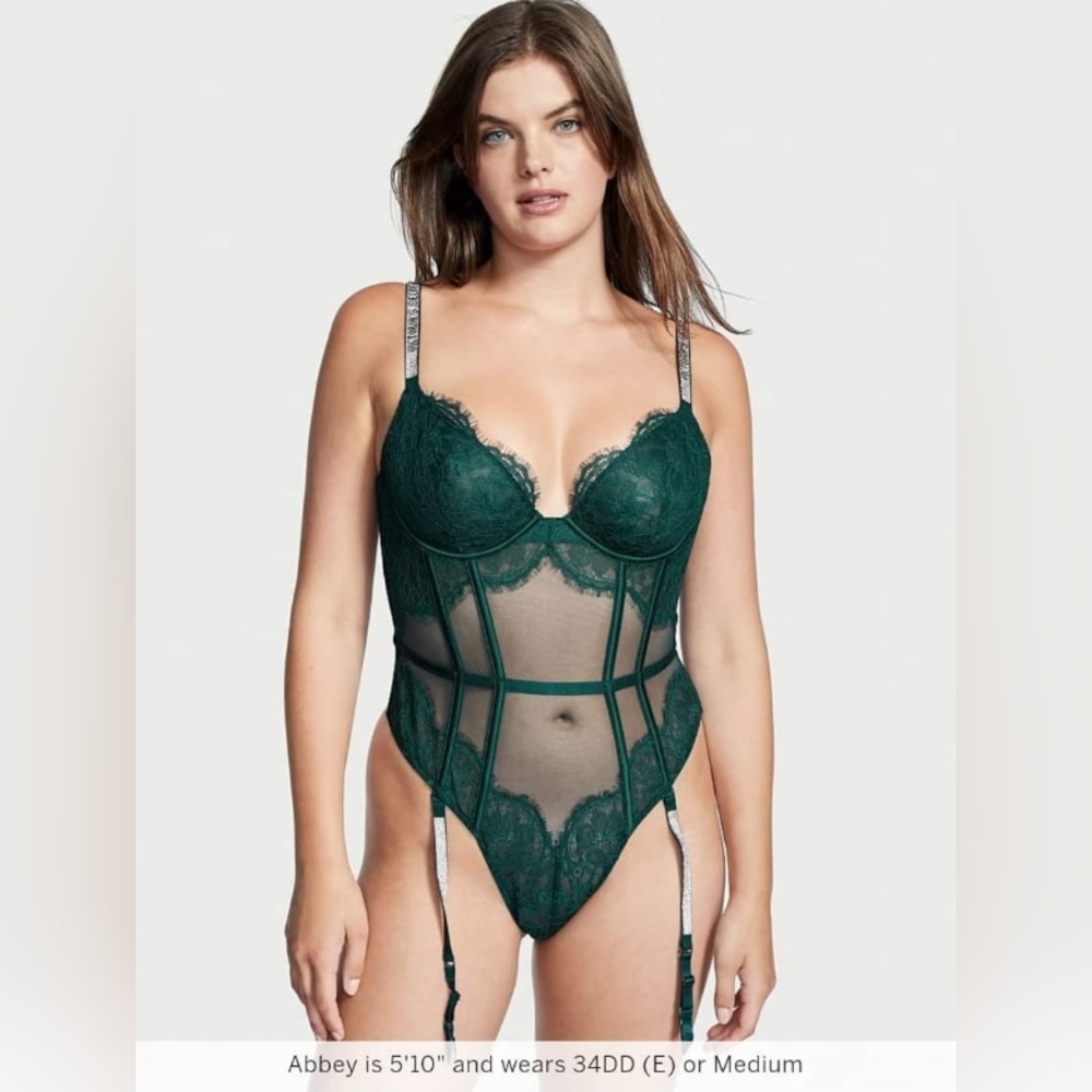 Victoria's Secret Teddy Thong with Stockings Set